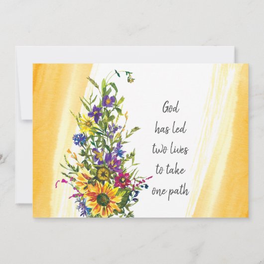 Kleurrijke Zonnebloem Wildbloemen Groen Bruiloft Save The Date (Achterkant)