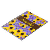 Kleurrijke zonnebloemen en Paarse bloemen, speciaa Notitieboek (Linkerzijde)