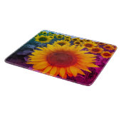 Kleurrijke zonnebloemen Foto Rustisch Land Floral Snijplank (Hoek)