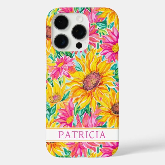 Kleurrijke Zonnebloemen Schilderij Met Monogram Case-Mate iPhone Case (Achterkant)