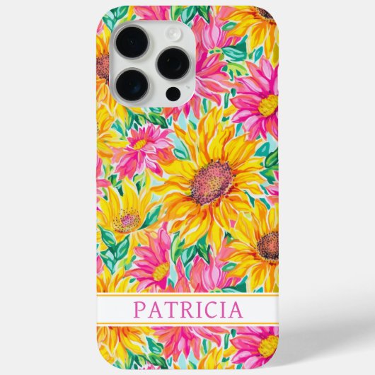 Kleurrijke Zonnebloemen Schildering Met Monogram Case-Mate iPhone Case (Achterkant)