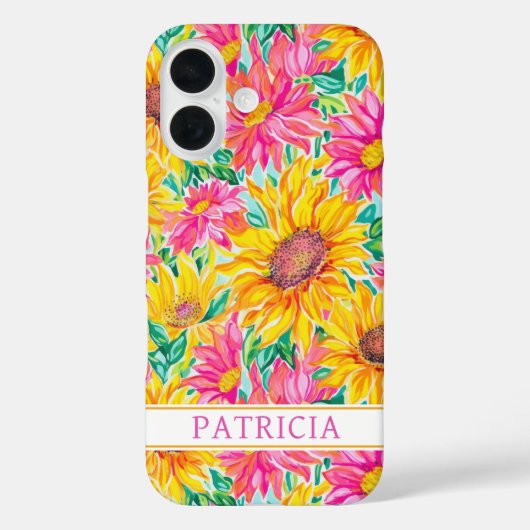Kleurrijke Zonnebloemen Schildering Met Monogram Case-Mate iPhone Case (Achterkant)
