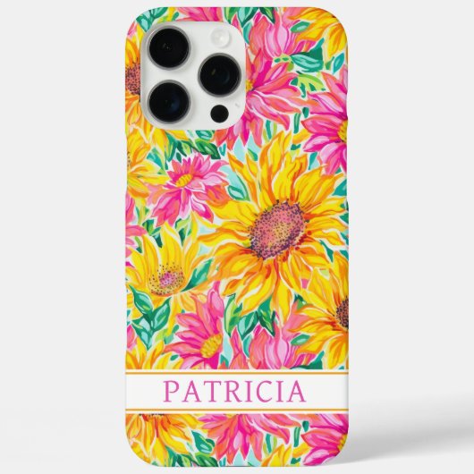 Kleurrijke Zonnebloemen Schildering Monogram Case-Mate iPhone Case (Achterkant)