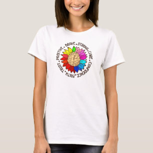 Kleurrijke Zonnebloemenbrein Bewustzijn geesteli T-shirt