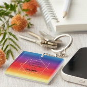kleurrijke zonnekleuren met inspirerend prijsopgav sleutelhanger (Voorkant Rechts)