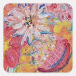 Kleurrijke Zonnen door Lydia's Art Sangria Vierkante Sticker