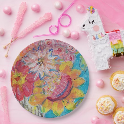 Kleurrijke zonnen van Lydia's Art Sangria Papieren Bordje (Feest)