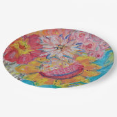 Kleurrijke zonnen van Lydia's Art Sangria Papieren Bordje (Gekanteld)