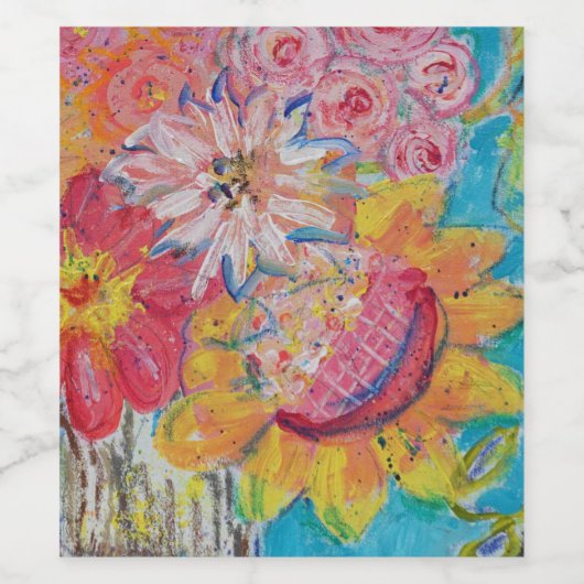 Kleurrijke zonnen van Lydia's Art Sangria Wijn Etiket (Enkel label)