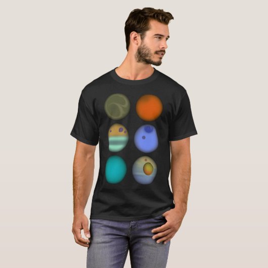 Kleurrijke zonneplaneten t-shirt (Voorkant volledig)