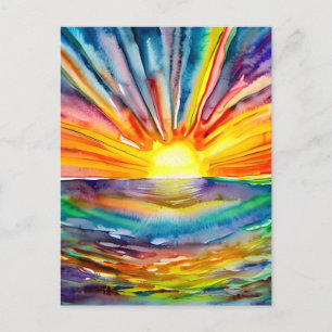 Kleurrijke Zonnestralen over de Kunst van de Water Briefkaart