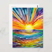 Kleurrijke Zonnestralen over de Kunst van de Water Briefkaart (Voorkant / Achterkant)
