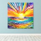 Kleurrijke Zonnestralen over de Kunst van de Water Canvas Afdruk (Insitu (Houten vloer))