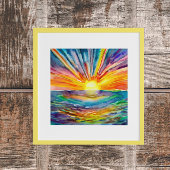 Kleurrijke Zonnestralen over de Kunst van de Water Poster