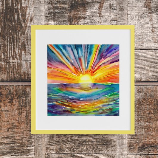 Kleurrijke Zonnestralen over de Kunst van de Water Poster