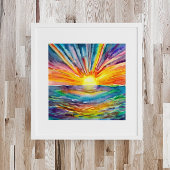 Kleurrijke Zonnestralen over de Kunst van de Water Poster