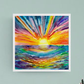 Kleurrijke Zonnestralen over de Kunst van de Water Poster