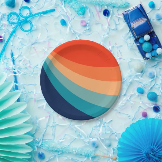 Kleurrijke zonnestralen papieren bordje (Feest)