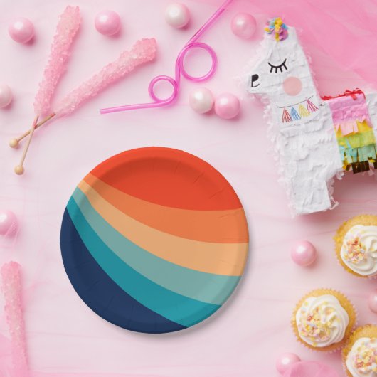 Kleurrijke zonnestralen papieren bordje (Feest)