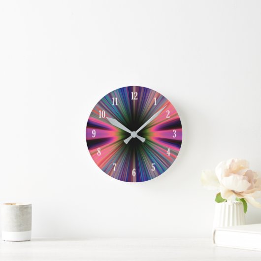 Kleurrijke zonnestralen ronde klok (Huis)