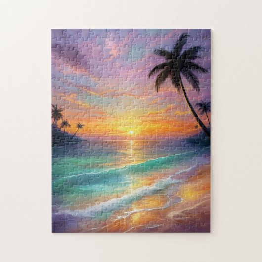 Kleurrijke zonsondergang aan de kust legpuzzel (Verticaal)