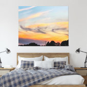 Kleurrijke Zonsondergang Boven Bomen Canvas Afdruk (Insitu (Slaapkamer))