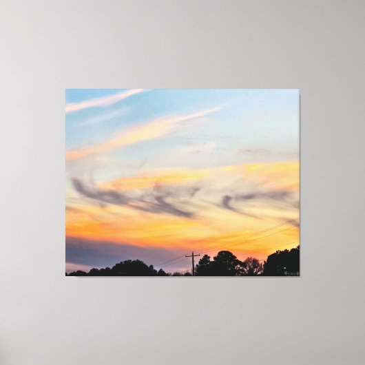 Kleurrijke Zonsondergang Boven Bomen Canvas Afdruk (Voorkant)