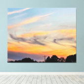Kleurrijke Zonsondergang Boven Bomen Canvas Afdruk (Insitu (Houten vloer))