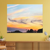 Kleurrijke Zonsondergang Boven Bomen Canvas Afdruk (Insitu (Woonkamer))