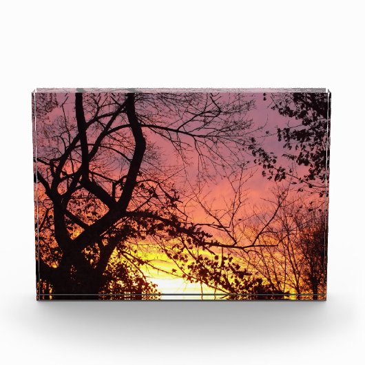 Kleurrijke zonsondergang door haarstomen fotoblokken (Voorkant)