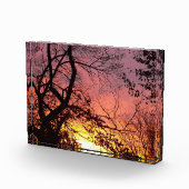 Kleurrijke zonsondergang door haarstomen fotoblokken (Rechts)