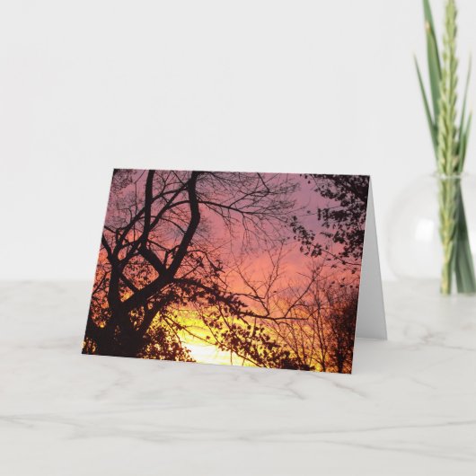 Kleurrijke zonsondergang door haarstomen kaart (Voorkant)