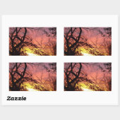 Kleurrijke zonsondergang door haarstomen rechthoekige sticker (Vel)