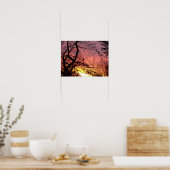 Kleurrijke Zonsondergang Door Kale Bomen Poster (Keuken)