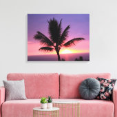 Kleurrijke Zonsondergang en Palmboom Canvas Print (Insitu (Woonkamer))