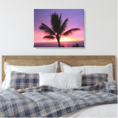 Kleurrijke Zonsondergang en Palmboom Canvas Print (Insitu (Slaapkamer))