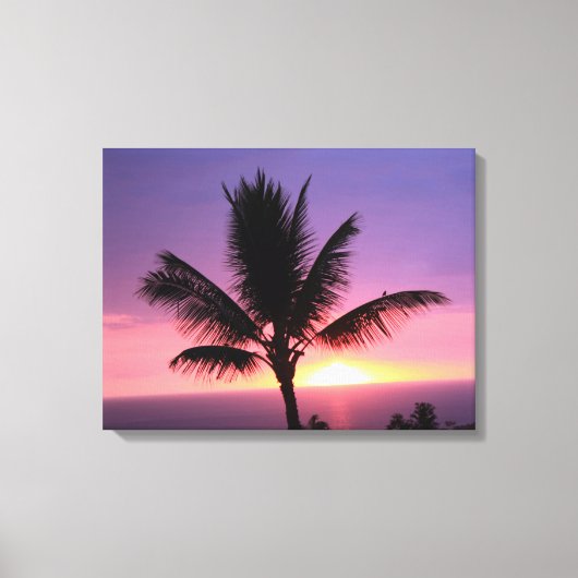 Kleurrijke Zonsondergang en Palmboom Canvas Print (Voorkant)