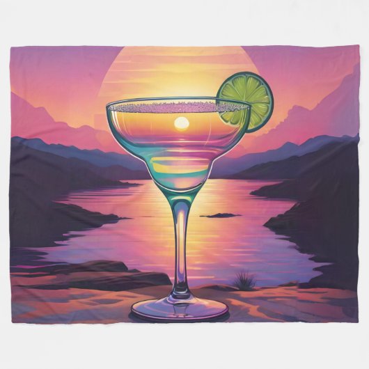 Kleurrijke zonsondergang Margarita Fleece Deken (Voorkant (Horizontaal))
