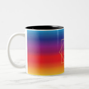 kleurrijke zonsondergang met motivatie prijsopgave tweekleurige koffiemok