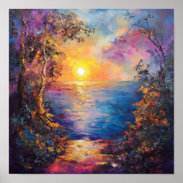 Kleurrijke Zonsondergang Muur Kunst Cozy Home Poster