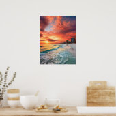 Kleurrijke zonsondergang op Panama City Beach Post Poster (Keuken)