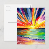 Kleurrijke zonsondergang over de oceaan Waterverf Briefkaart (Voorkant / Achterkant)