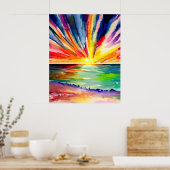 Kleurrijke zonsondergang over de oceaan Waterverf Poster (Keuken)