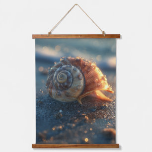 Kleurrijke Zonsondergang Schelp Kustnabij Kunst Hangend Wandkleed