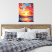 Kleurrijke zonsondergang schilderij canvas afdruk (Insitu (Slaapkamer))