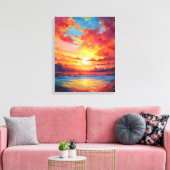 Kleurrijke zonsondergang schilderij canvas afdruk (Insitu (Woonkamer))