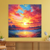 Kleurrijke zonsondergang schilderij canvas afdruk (Insitu (Woonkamer))