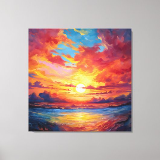 Kleurrijke zonsondergang schilderij canvas afdruk (Voorkant)