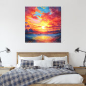 Kleurrijke zonsondergang schilderij canvas afdruk (Insitu (Slaapkamer))