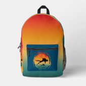  kleurrijke zonsondergang silhouet duiker bedrukte rugzak (Voorkant)